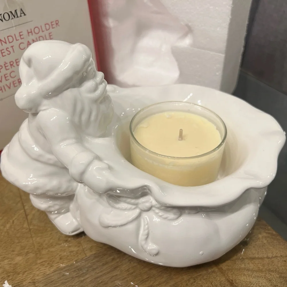 Williams Sonoma Ceramic Santa Candle Holder